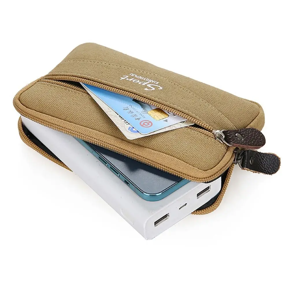 New Canvas Phone Holder Waist Bag Portable Waterproof Phone Bag Multifunctional Leisure Sport Purse Daily