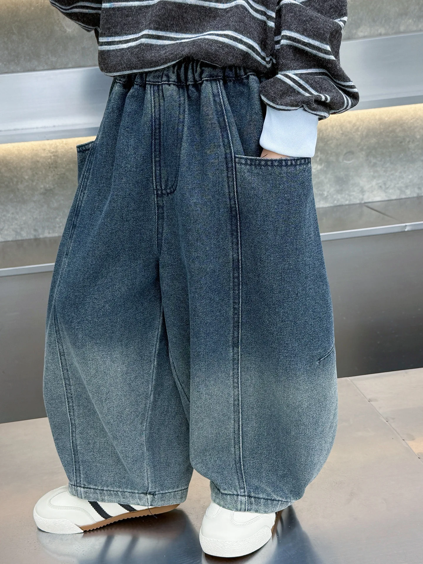 Teenage Boys Baggy Jeans Casual Loose Patchwork Denim Pants Straight Fit Elegant Children Jeans Trousers New Design 2-11 Years 3