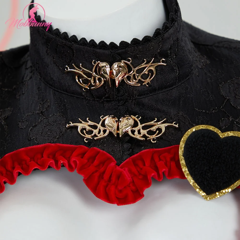 MOBBUNNY Queen Derivative Cosplay Costume Women Lingerie Bodysuit Gothic Vintage Style Heart Cutout Bodysuit with Gloves Crown