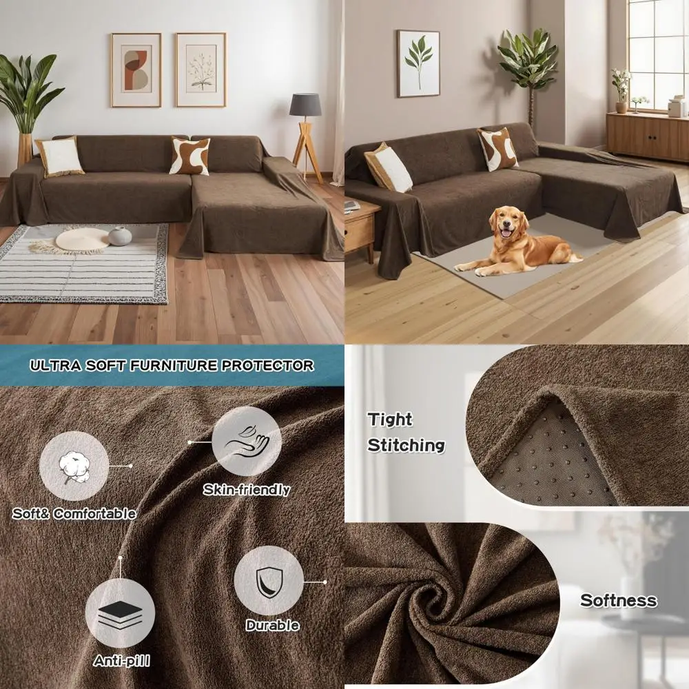 

MYSKY HOME Dog-Friendly Sectional Couch Covers, 2-Piece Washable Sofa Covers for L-Shaped Sofas, Furniture Protection Chai