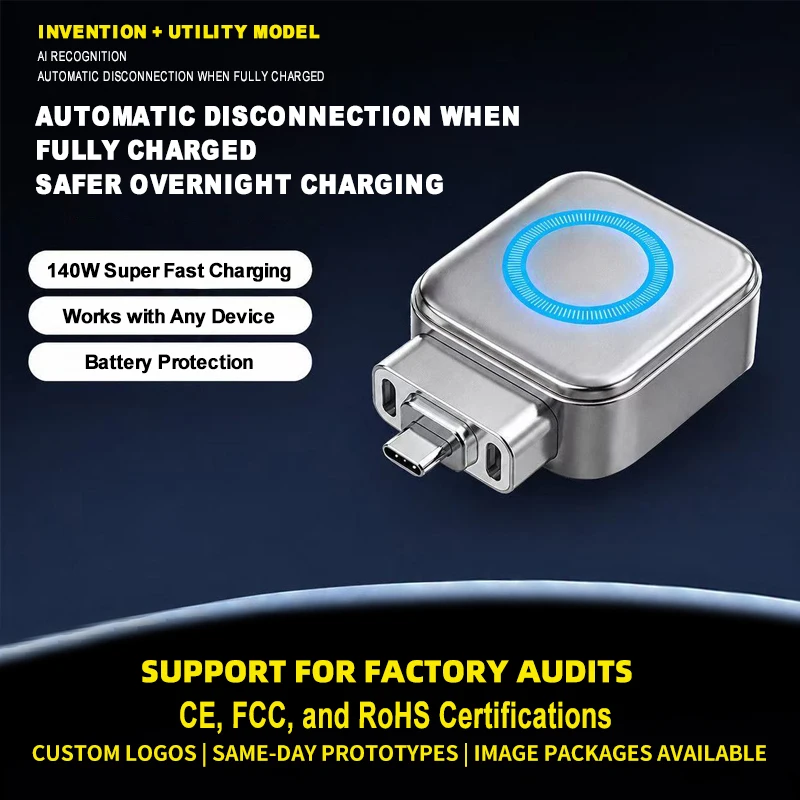 140W USB C Fast Charging Adapter with Intelligent Separator Type-C Auto Power Cut off Phone Charger for Full Charge