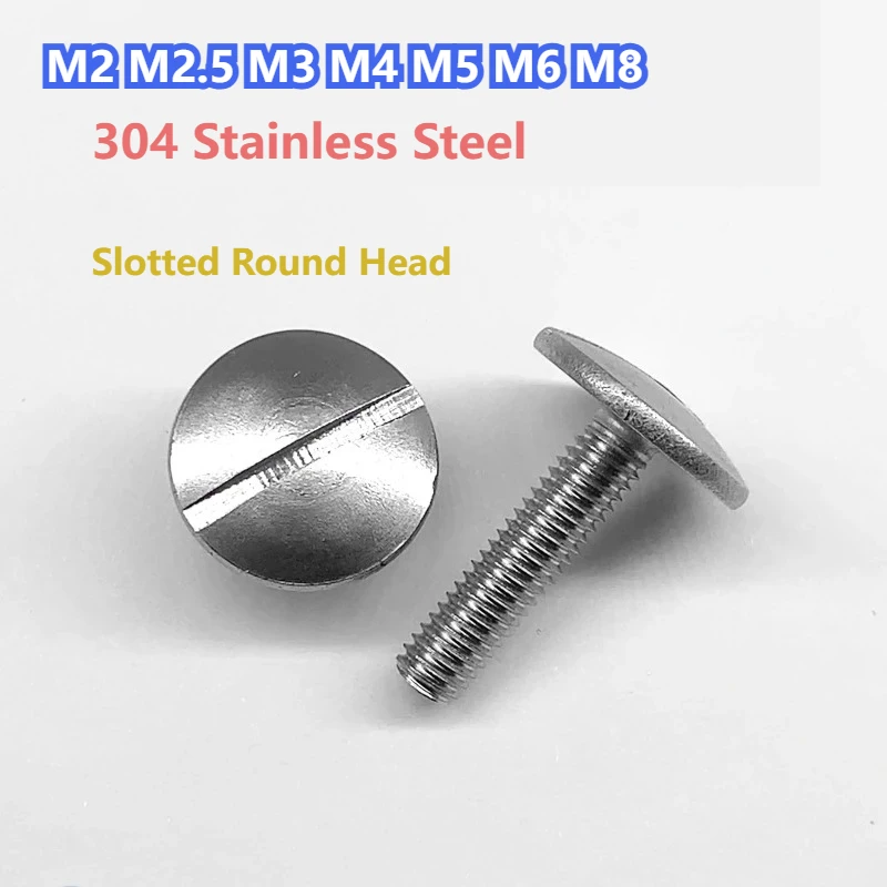 304 roestvrij staal grote extra maat gleufschroef met ronde kop M2 M2.5 M3 M4 M5 M6 M8 Oversize Super Big Truss Bolt