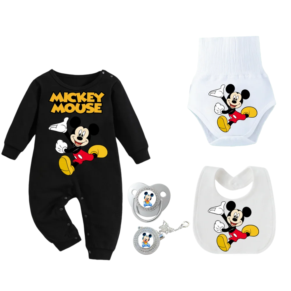 ชุดนอนพิมพ์ลายใหม่สำหรับทารกแรกเกิด กางเกงคลานสำหรับเด็ก ผ้าเช็ดทำความสะอาดเด็ก จุกนมหลอกสำหรับทารกแรกเกิด และที่ใส่จุกนมหลอกสำหรับผู้ชายและผู้หญิง