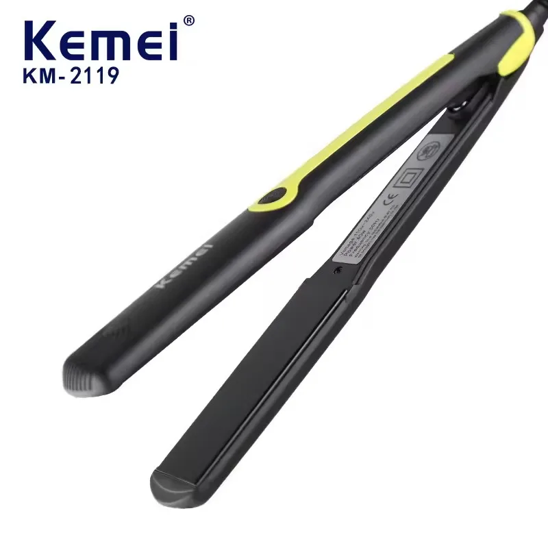 Kemei KM-2119 straightening plate ceramic constant temperature negative ion non damaging hair straightening device for women