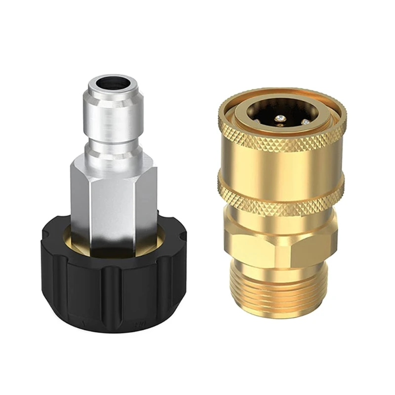 

M22 to 1/4 Inch Pressure Washer Adapter Kit Fitting Connect Spray Guns Hose Pump Durable for High Pressure Up to 5000PSI