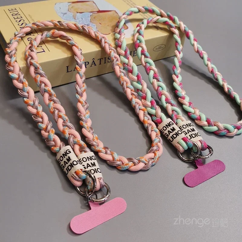 Cross-body Ponytail Mobile Phone Lanyard Hanging Neck Back Strap Thick Outdoor Travel Anti-break Mobile Phone Rope  Cute Charm