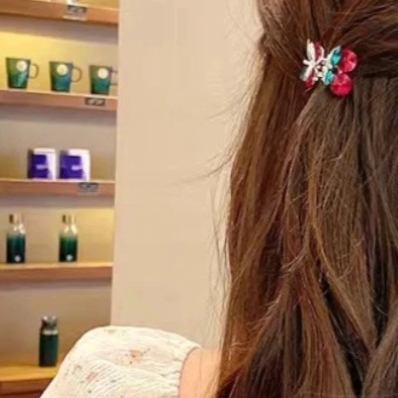 

Korean Delicate Crystal Cherry Mini Small Hair Claw Metal Rhinestone Hairpins Women Hair Crab Clip Headwear Hair Accessories