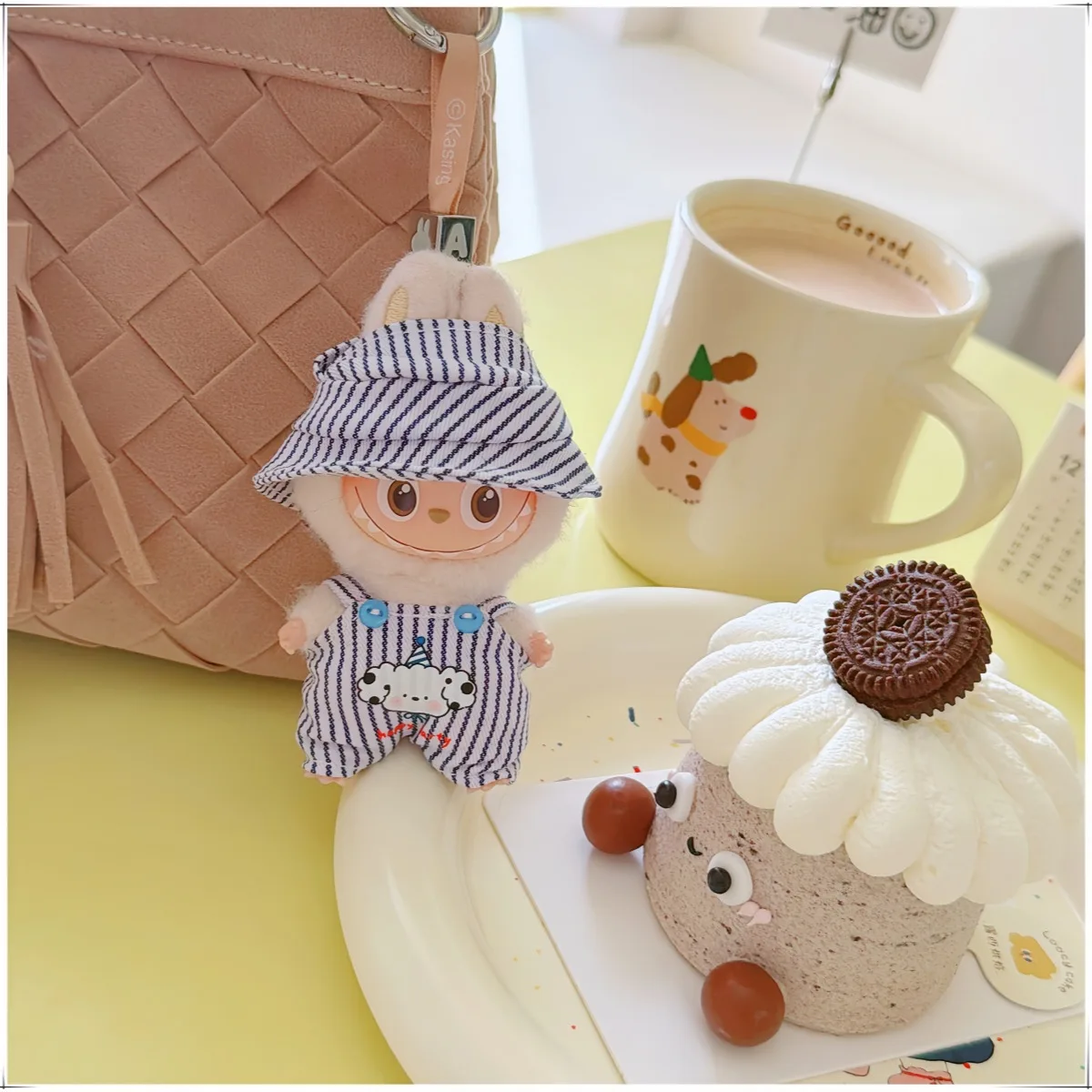 10-17 سنتيمتر Kawaii Labubu الملابس الكرتون شريط جرو مجموعة DIY بها بنفسك فستان المعبود ملابس دمى اكسسوارات اللعب أنيمي لعبة المحيط