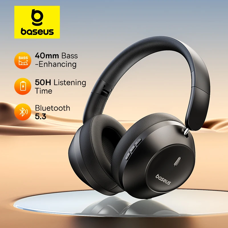 

Baseus Bass 30 Max Wireless Bluetooth Headphones Bass-Enhancing Diaphragm 50Hrs Listening Time Over Headset Low Latency Earphone