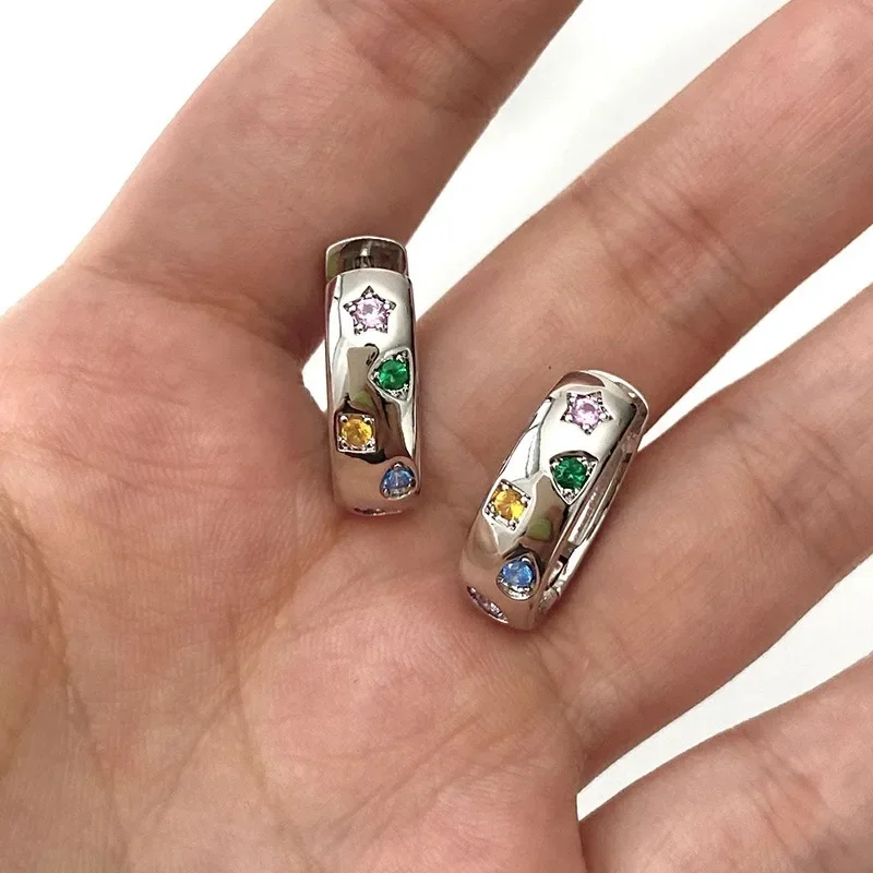 Colorful Crystal Lymphatic Drainage Earrings for Women Fashion Star Geometric Acupuncture Points Weight Loss Slimming Jewelry