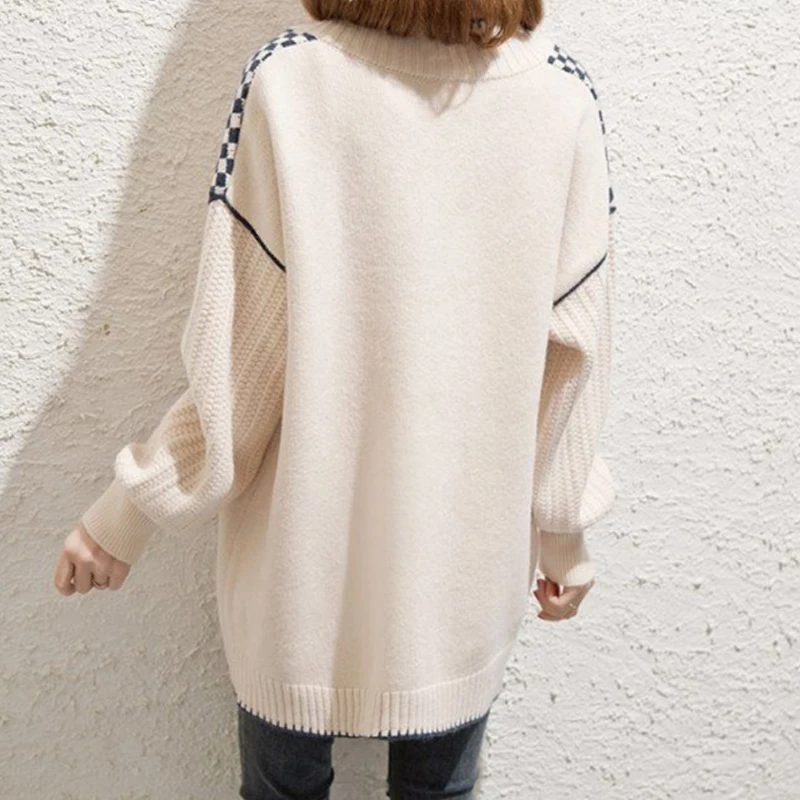 Autumn Winter Elegant Women Sweater Jackets V-neck Knitted Cardigan Long Sleeve Printed Casual Loose Coats Outwear Clothing