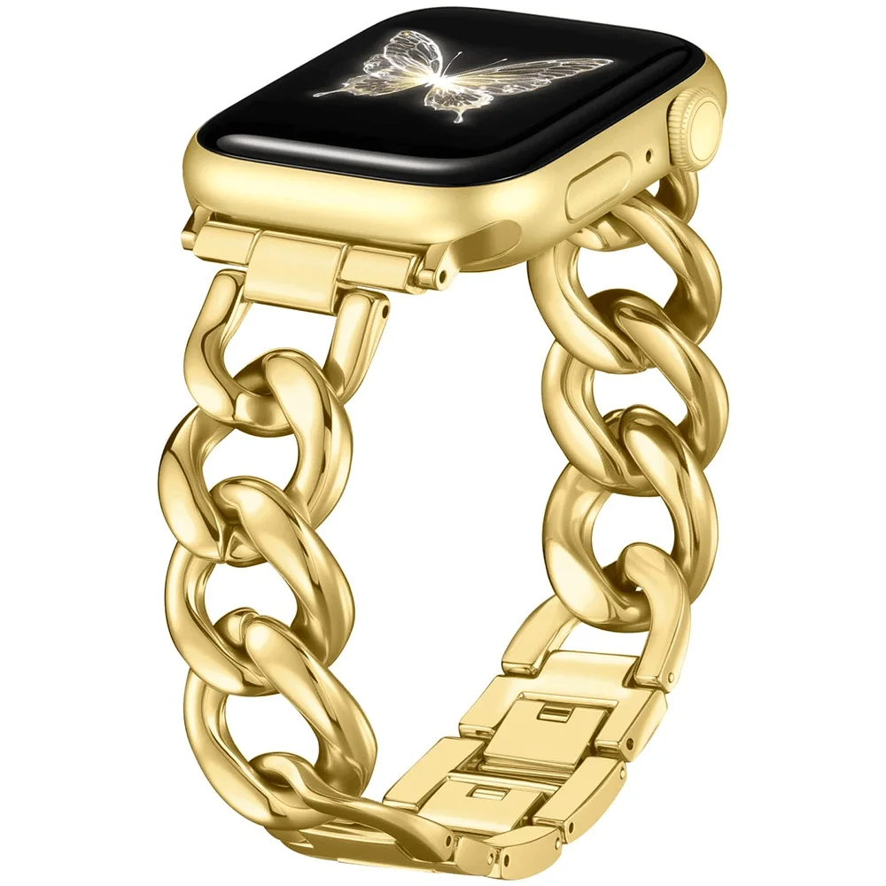 Verstellbares Metall-Einzelglied-Uhrenarmband, kompatibel mit Apple Watch-Armbändern 38-49 mm, Ultra/SE/11-1 Serie (Uhr nicht im Lieferumfang enthalten).
