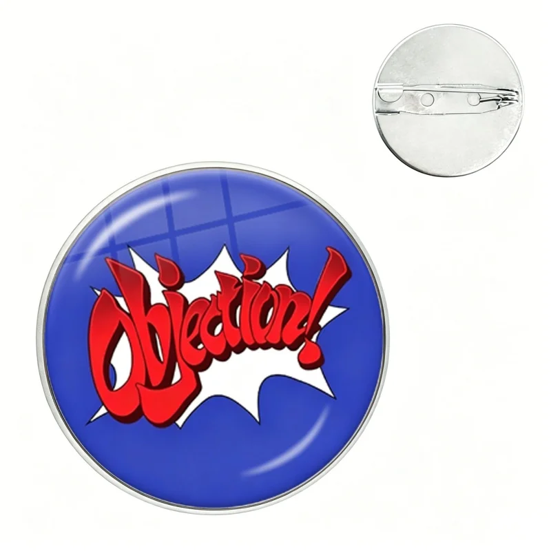 Anime Phoenix Wright Ace Attorney Trilogy Brooches Glass Pins for Backpack Accessories Maya Fey Miles Edgeworth Cartoon Badge