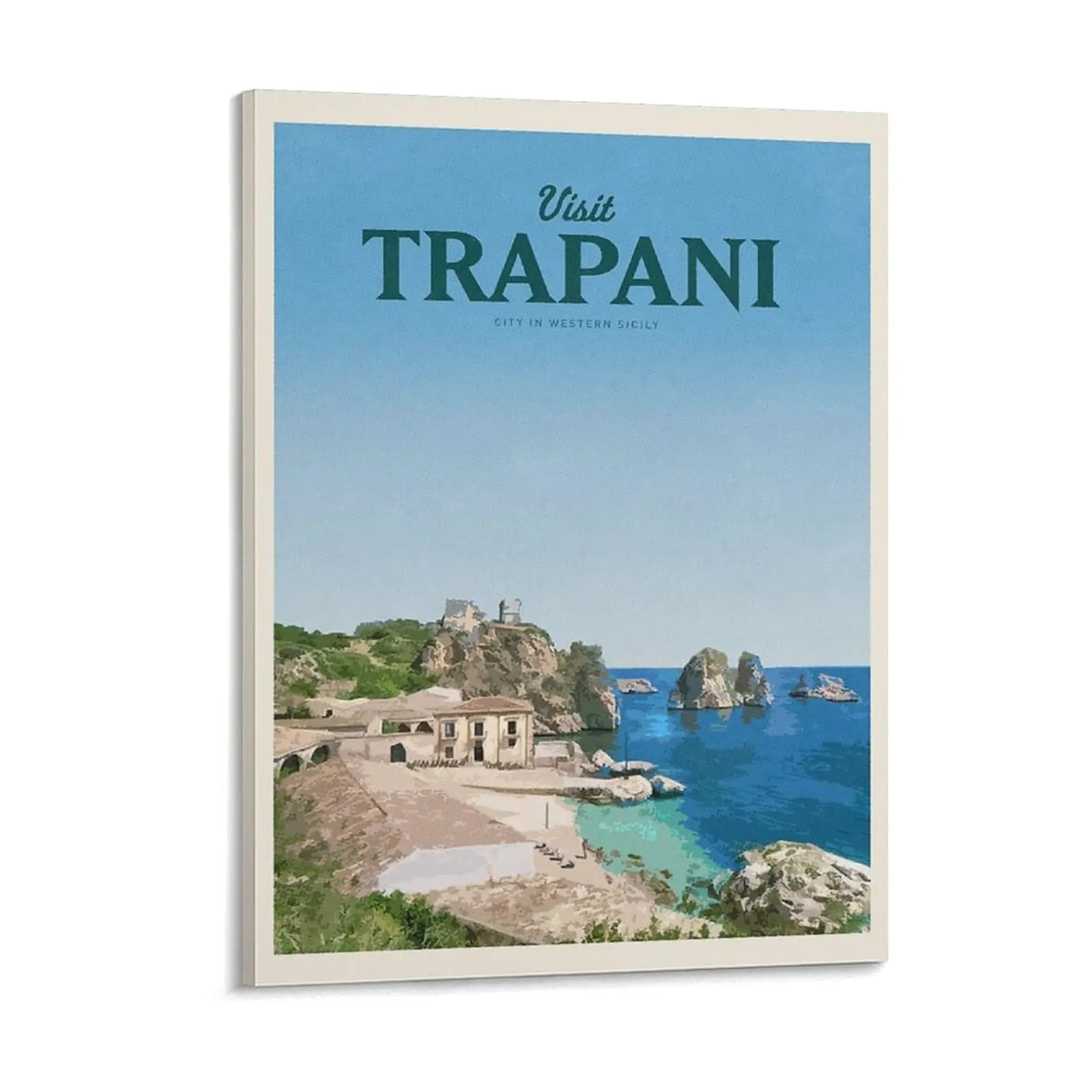 Visit Sicily Visit Palermo Visit Trapani Canvas Painting Wall Cave Designing Retro Framed Wall Paintings
