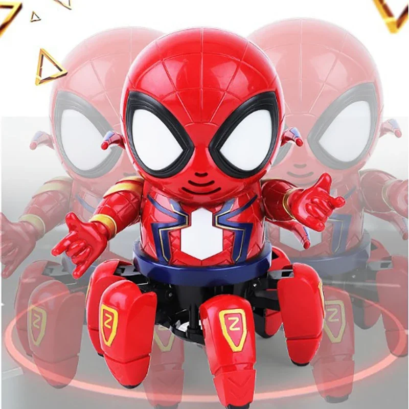 Spider Man Six Claws Octopus Dancing Robot Toys Children Funny Can Sing and Dance Musical Light Electric Toy Kids Birthday Gifts