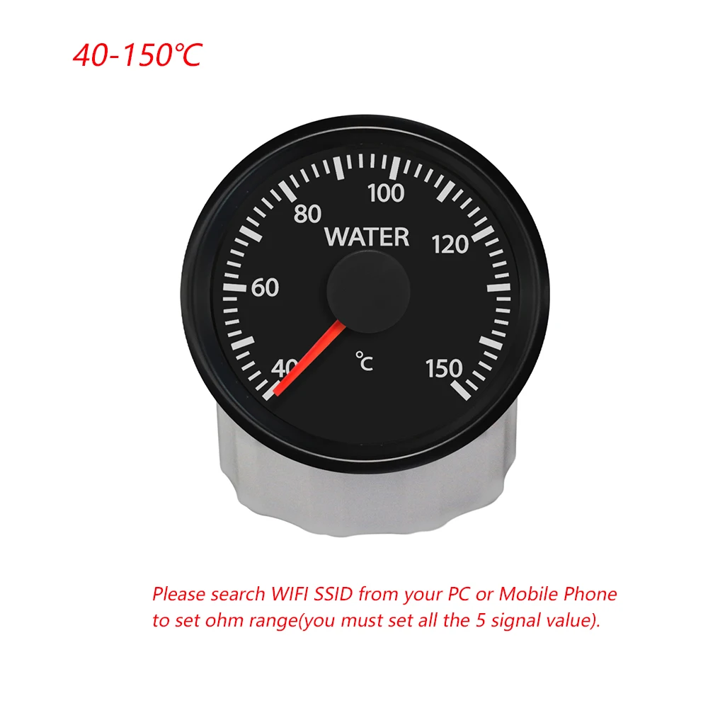 New 52mm Programmable 40-150℃ Water Temp Gauge WiFi Gauge Compatible with All Types or Ranges Ohm Signal Sensor DC 12V 24V