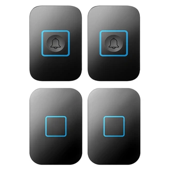 Draadloze Waterdichte Deurbel 2 Knop 2 Ontvanger 300M Muziek Deurbel Led Deurbel Eu Stekker