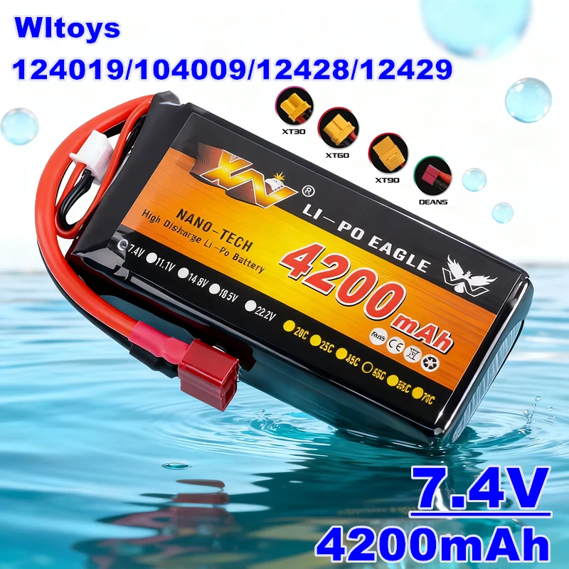 Upgraded Version Wltoys 124019 104009 12428 12429 Remote Control Car 7.4V 4200mAh 45C Lipo Battery For WL RC Toys
