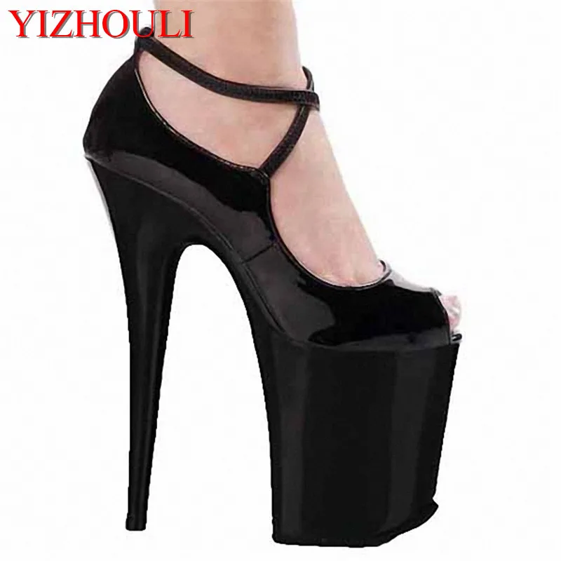 

Classic PU Ankle Strap Platform Women 20cm Super High Heel Shoes, High Heel Single Shoes, Dress / Party Shoes