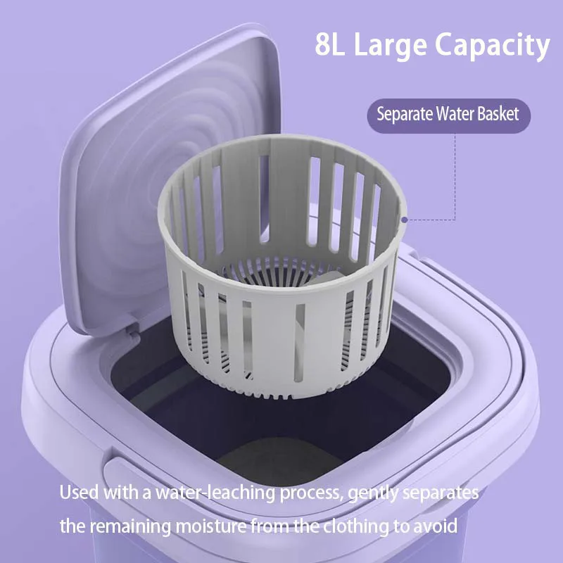 8L Mini Foldable Washing Machine Household Clothes Socks Underwear Cleaning Washer Travel Washing Machine With Spinning Dry