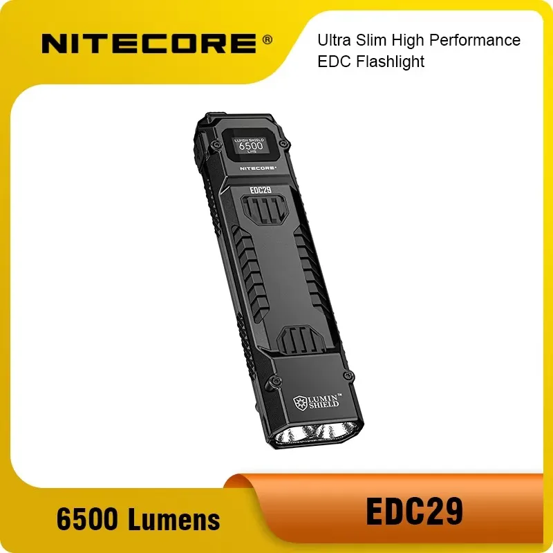 NITECORE EDC29 Utra Slim EDC Tactical Flashlight USB-C 6500Lumens Rechargeable Bulit-in Battery Max throw of 400 meters