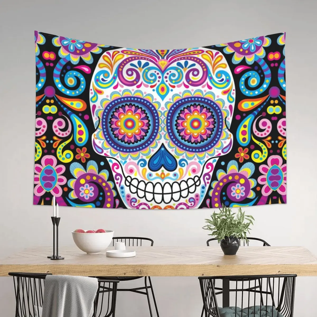 

Sugar Skull Art (Cosmos) Tapestry Wall Hangings Decoration Wall Tapestries Wall Mural Decorative Mural Tapestry