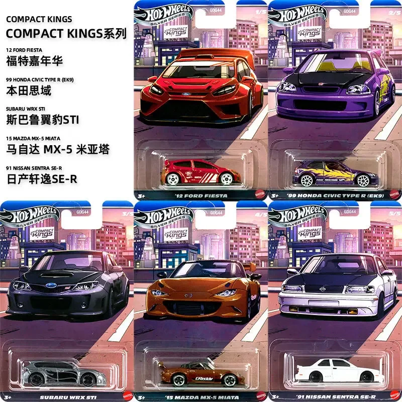 

Hot Wheels Compact Kings 5 Pack GDG44 Fiesta Civic EK9 WRX STI MX5 Sentra SE-R 1/64 Diecast Alloy Car Collectible Toy Gift