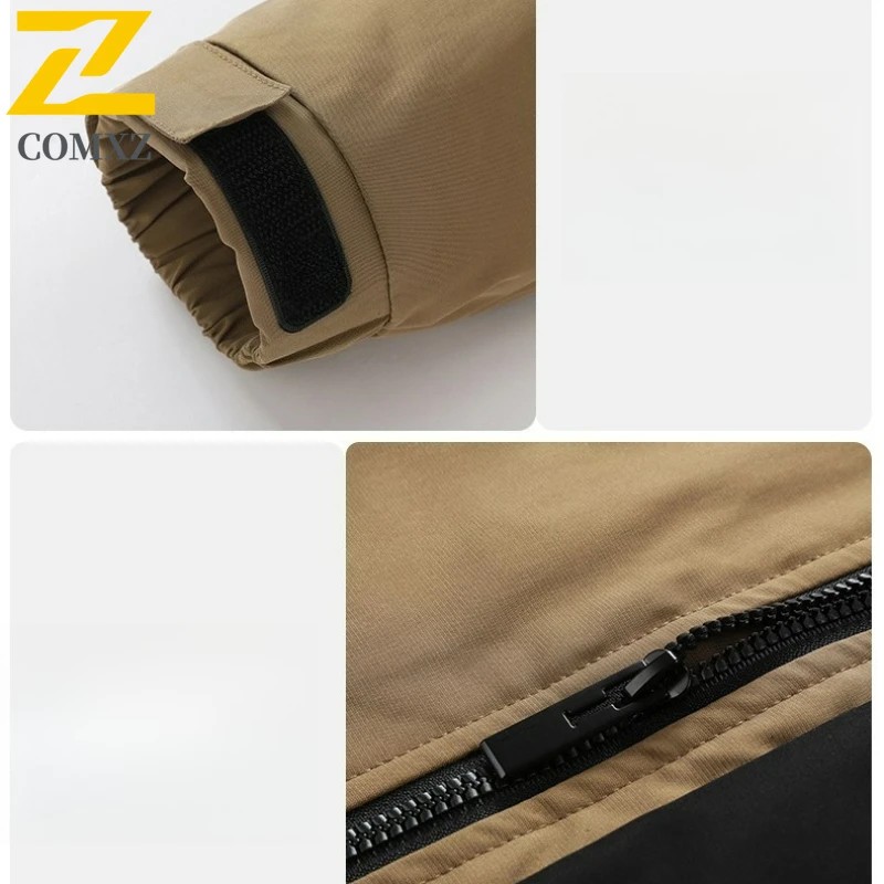 Winter Cotton Jacket Men Fleece Lined Thickened Warm Plus Size Windproof Coat Casual Outdoor Cold Weather Workwear Parka