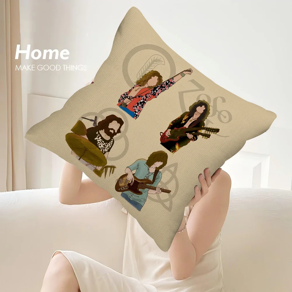 L-Led Z-ZeppelinS Band Pillow Case Sofa Decorative Home Double-sided Print Plush Square Throw Pillow Covers Cushion Decor Cover