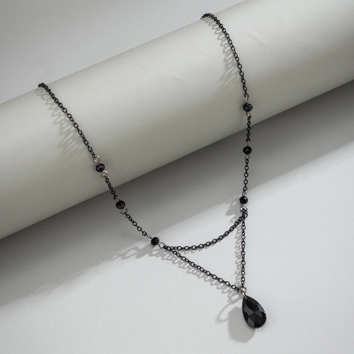 PuRui Gothic Kristall Perlen Kugel Kette Halskette für Frauen Schwarz Tropfen Form Anhänger Halsband Einfache Mädchen Schmuck Y2K Zubehör – Detail 6