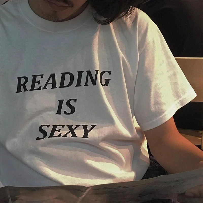 Reading Is Sexy Graphic T Shirts for Women Y2k Vintage Clothes Cotton High Quality T-shirts Colleage Student Fashion Tshirts Top