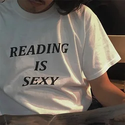 Reading Is-Camisetas estampadas para mujer, ropa Vintage Y2k, camisetas de algodón de alta calidad, camisetas de moda para estudiantes