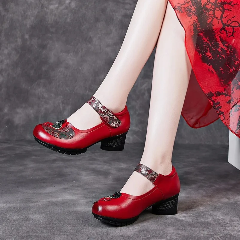 

2025 г., туфли-лодочки в стиле ретро, женская обувь из натуральной кожи, новинка весны/осени, лаконичная женская обувь ручной работы с крючками и петлями для отдыха, женская обувь