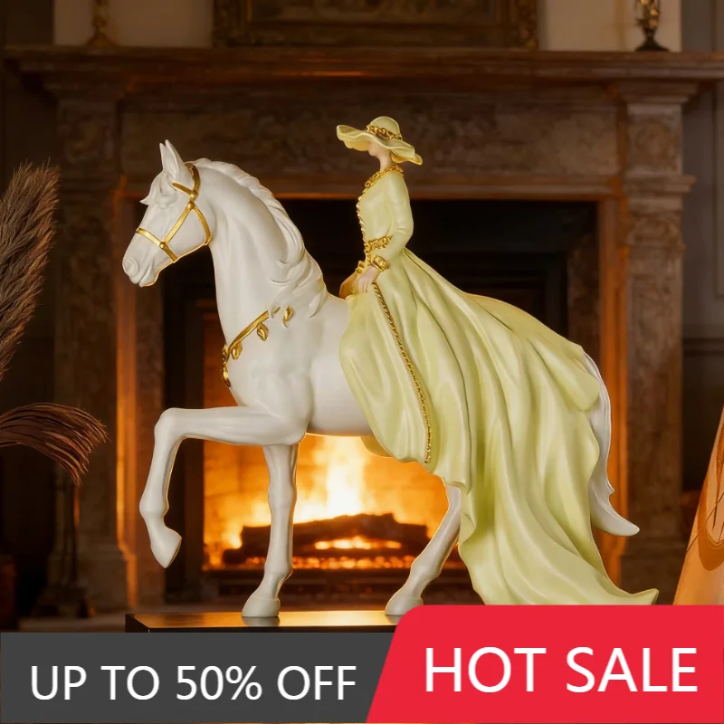 Princess Horse Riding Sculptures Nordic Figures Aesthetic Figurines Living Room Decor Creative Horse Figurines Home Ornament