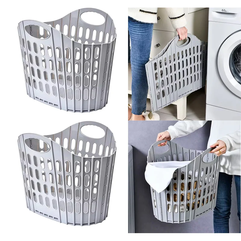 Collapsible Laundry Basket Plastic Laundry Basket Space-Saving Design for Easy Storage Portable Convenient Ideal for Home Use