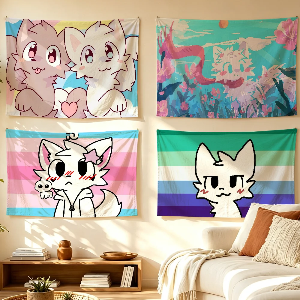 Cartoon Boykisser Niedliche Katzen-Flagge Wandteppich Raumdekoration Wandbehang Ästhetische Schlafzimmer-Werbefläche