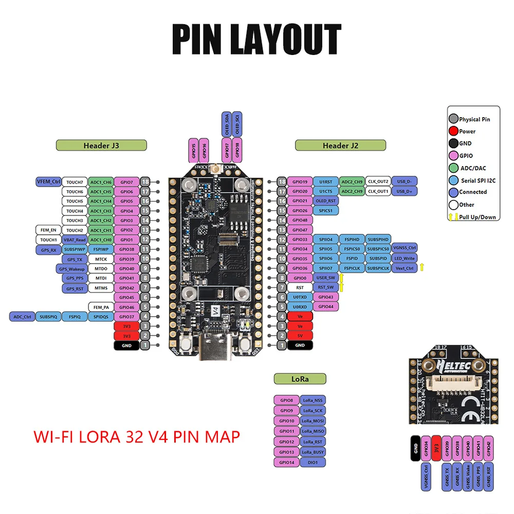 ESP32-S3R2 WiFi LoRa 32 V4 BT Entwicklungsboard 0,96-Zoll-OLED-Display Niedrigenergie-IoT Typ C – Detail 24