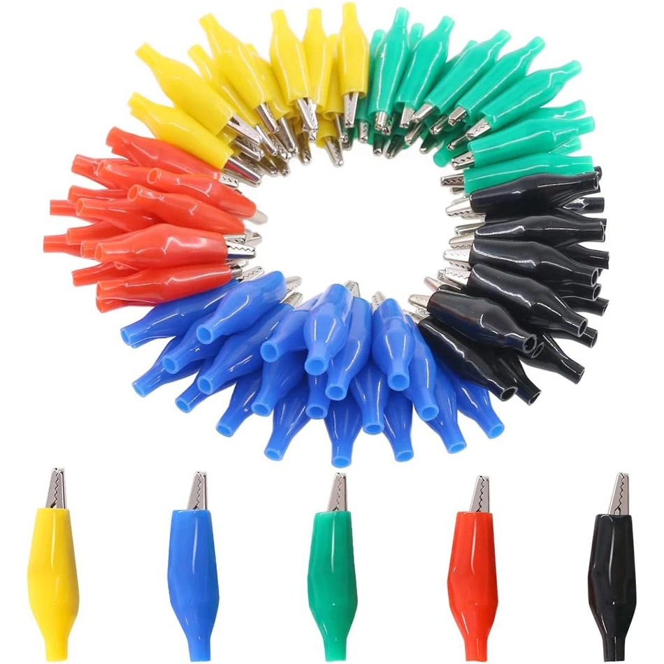 20Pcs 1.1\'\'/28mm Alligator Clips Crocodile Electrical Test Clamps Jumper Helper Color Protective Insulation Cover for Laboratory