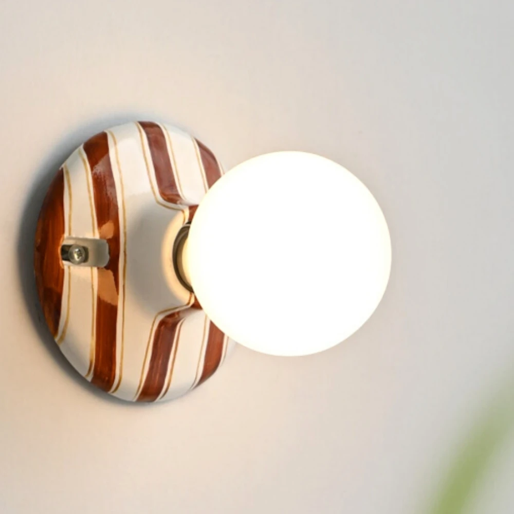 Lampu Dinding Keramik Rotro Kontemporer Lampu Dinding Tempat Lilin untuk Kamar Tidur Ruang Tamu Kantor Perlengkapan Dekoratif Rumah Dalam Ruangan