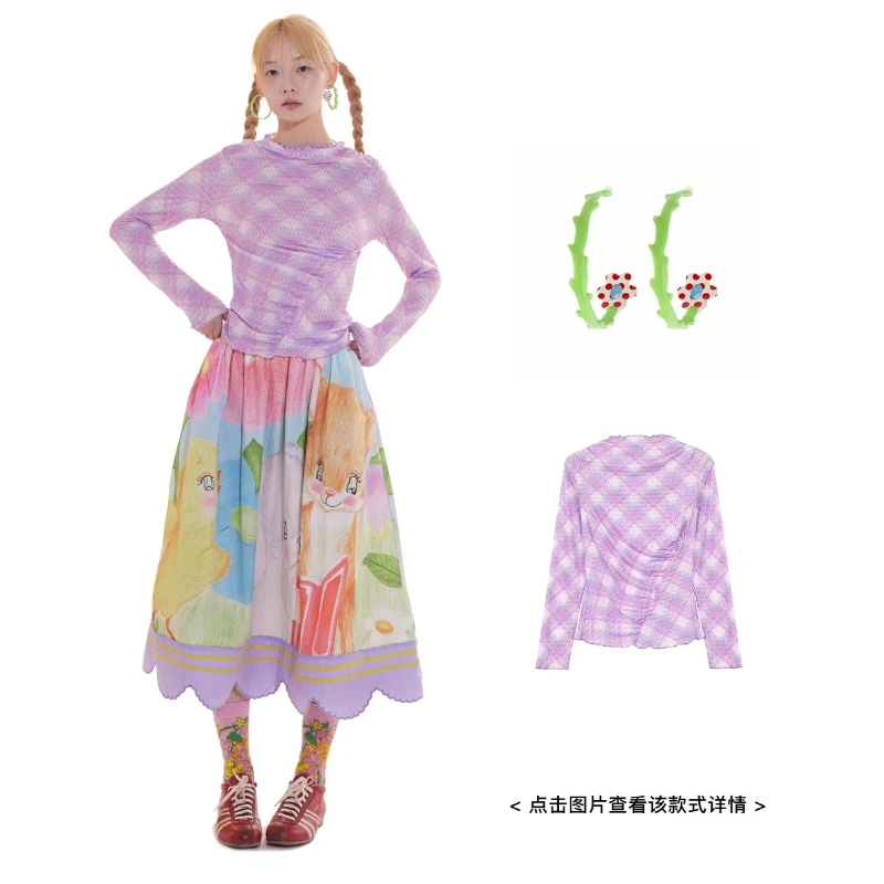 Autumn New Pink Gold and Silver Thread Women's Socks Japanese Design Cute Sweet Flower Print Versatile Mid-Calf Hosiery Ladies