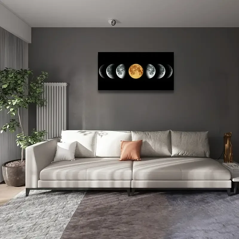 1pc (No frame),1pc No Framed Landscape Canvas Poster, Moon Phase Natural Landscape Painting, Canvas Wall Art, Artwork Wall Paint