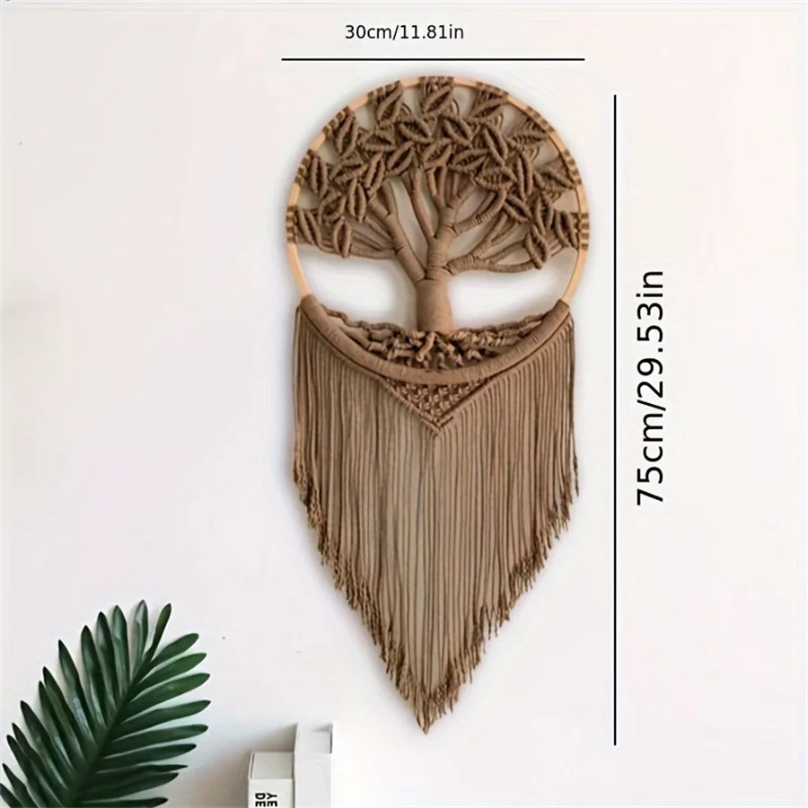 Brown Tree of Life Macrame Wall Hanging,Chic Handmade Woven Boho Tapestry Wall Décor Boys Girls Bedroom Wedding Festival Party