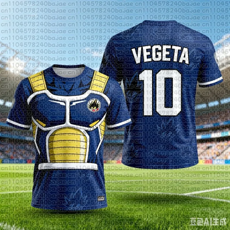 2026 Summer Dragon Ball Z Vegeta Football Jersey T-Shirt Kids Football Special Jersey Kit Adult Men/Women Anime Short Sleeve Y2k