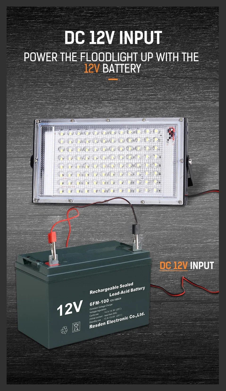 LED Floodlight 50W 100W Outdoor Emergency Lamp Spotlight for Camping Hiking Work