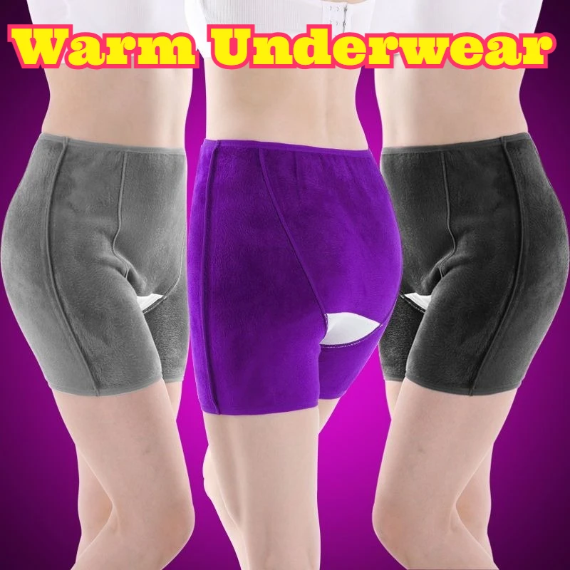 

Women High Waist Warm Underwear Fleece Lined Thickened Extra Long Abdomen Warm Shorts Elderly Winter Wear Soft Comfortable Daily