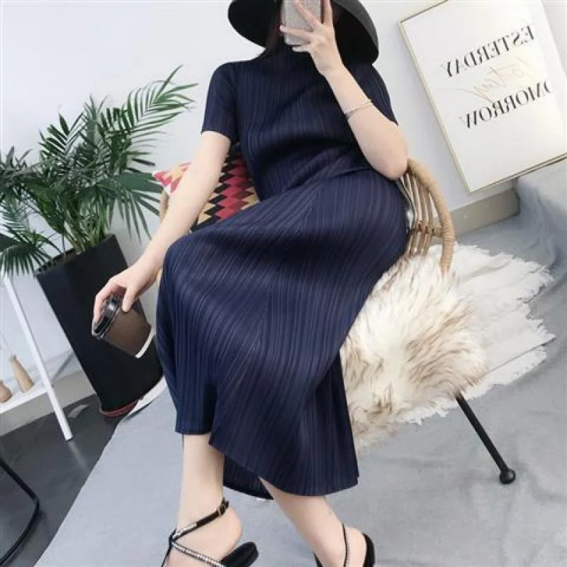 Chique emagrecimento plissado midi dr tamanho grande saia de camada base feminina primavera verão casual faion japonês sle saia de fadas