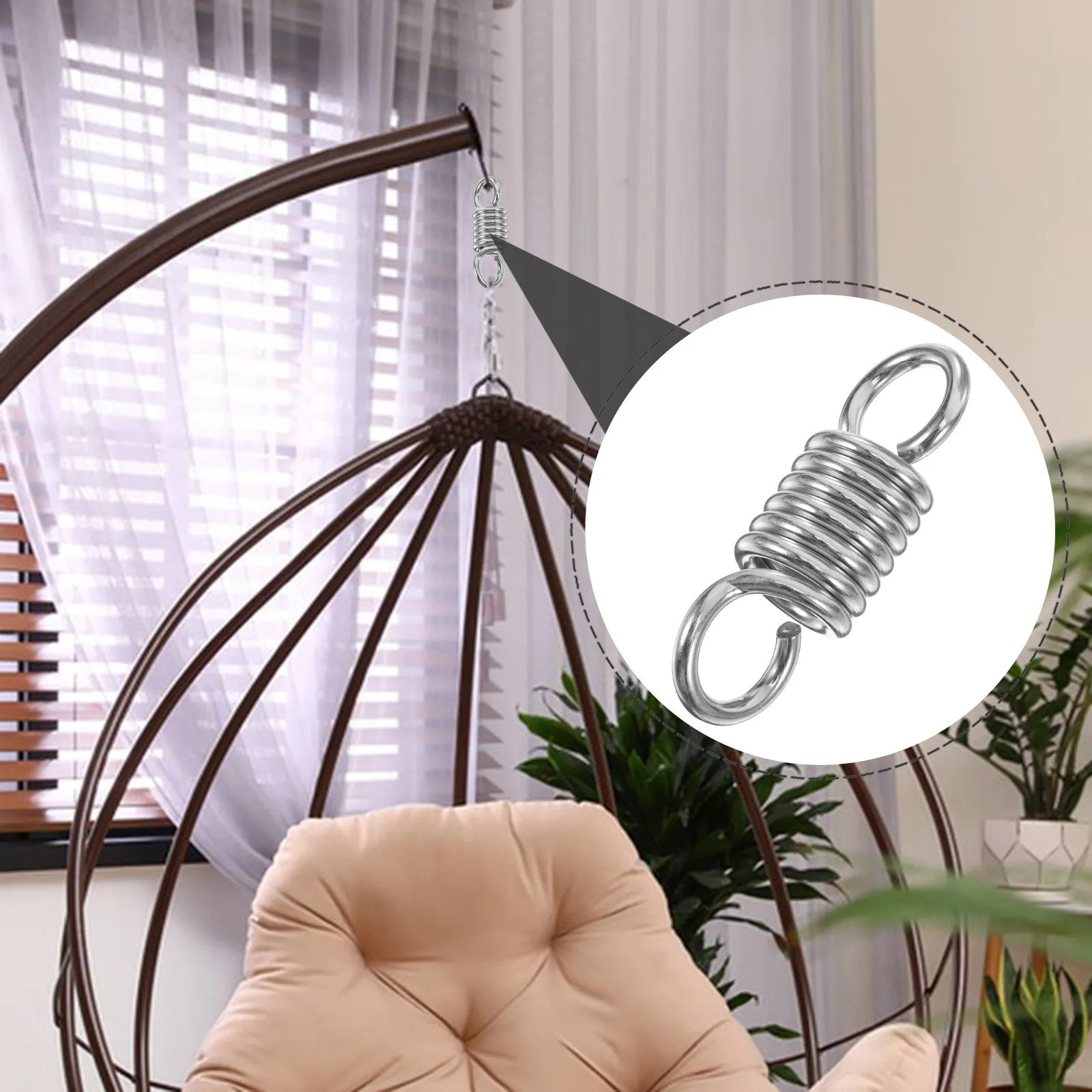 2Pcs Hammock Fixing Spring Heavy Duty Compression Steel Suspension for Patio Porch Swing Chair Egg Chair Replacement