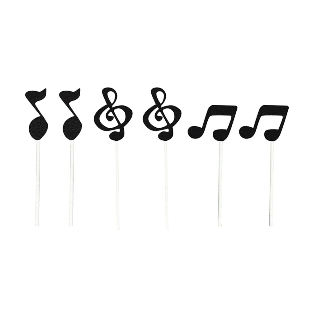 6-delige taarttopper glitter cupcake toppers muzieknoot muzikale bruiloft flash notes