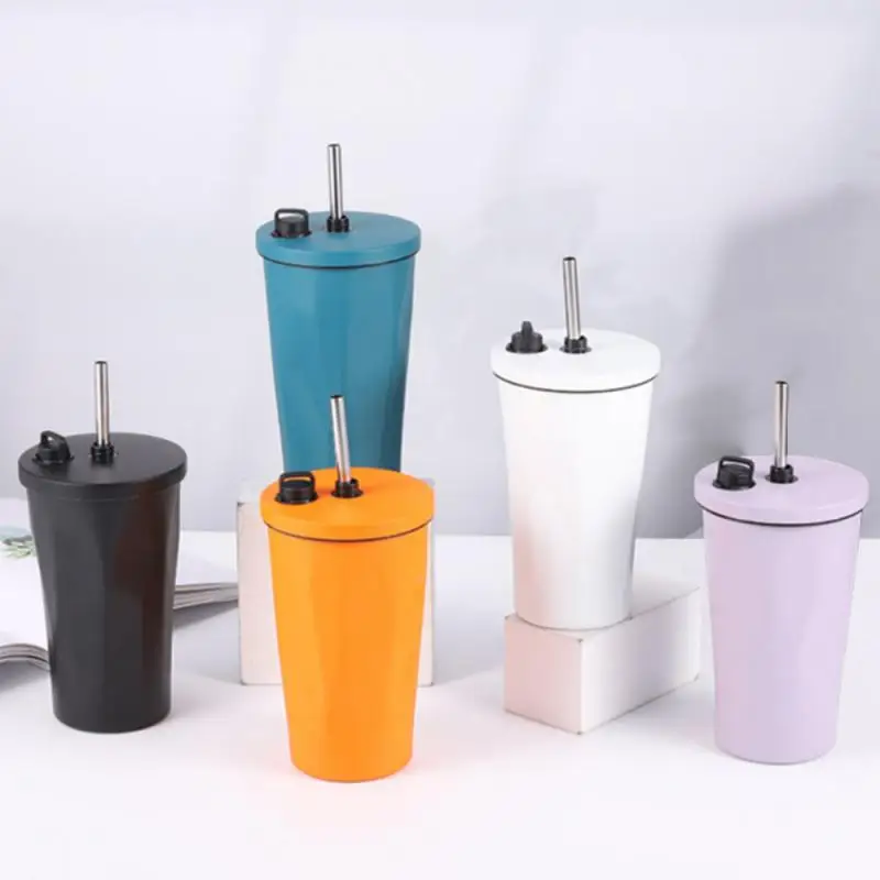 600ml Large-capacity Sports Water Cup With Straw 304 Stainless Steel Vacuum Insulated Bottle Portable Household Office Gifts Cup