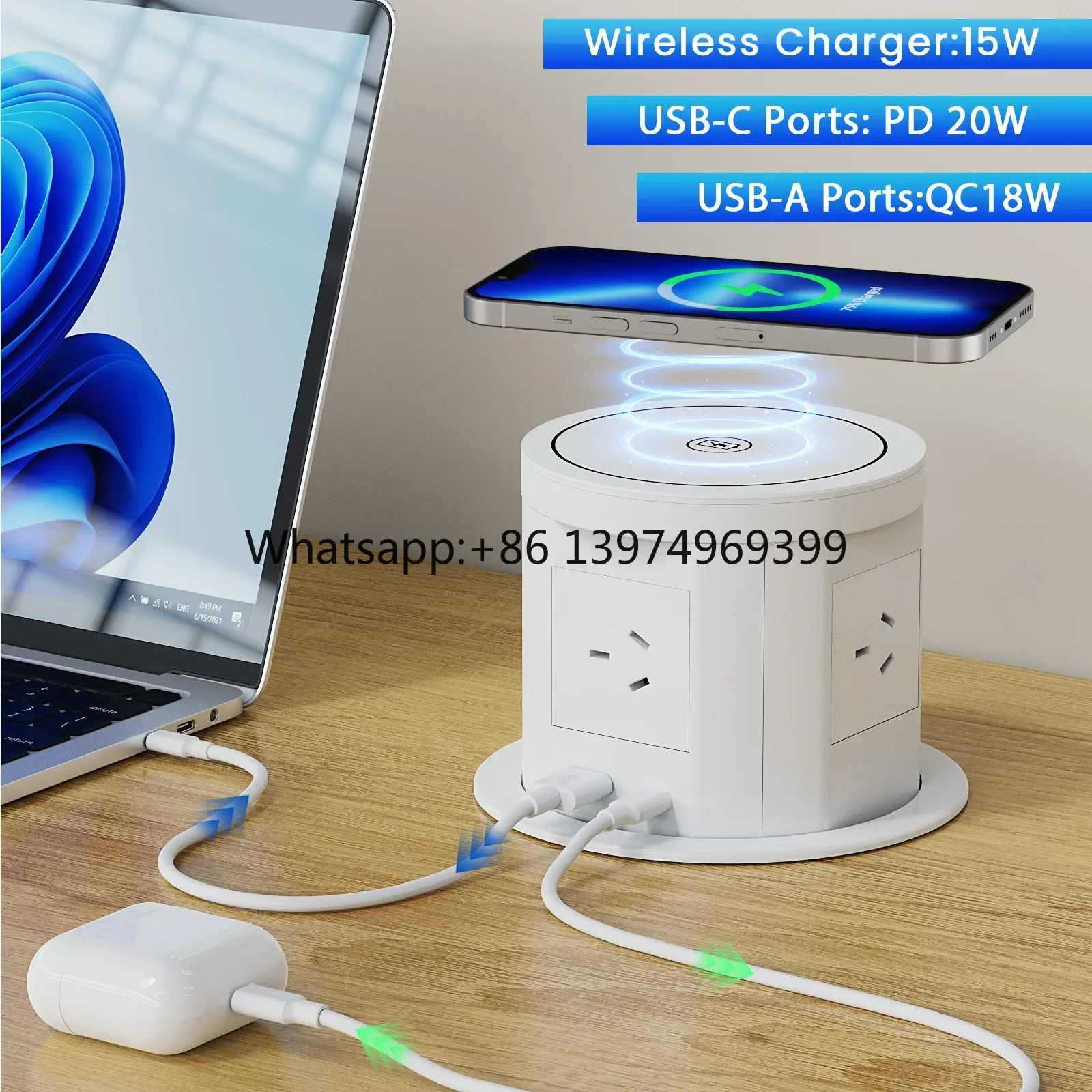 Ausgauge Tower USB Socket Anti-overload and Anti-surge protection Multi-functional PD20w Vertical Socket factory
